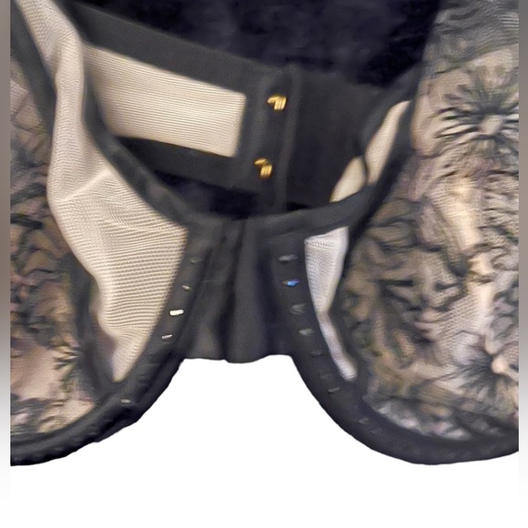 Black lace and rhinestone bra semi sheer lightly lined Victorias Secret - Picture 3 of 11
